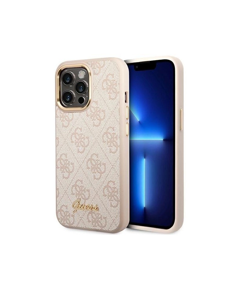 Guess 4G Vintage Gold Logo case for iPhone 14 Pro Max - pink