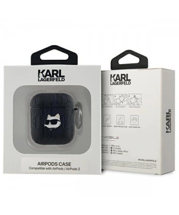 Karl Lagerfeld Monogram Choupette Head case for AirPods 1 / 2 - black