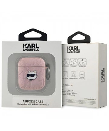 Karl Lagerfeld Monogram Choupette Head case for AirPods 1 / 2 - pink