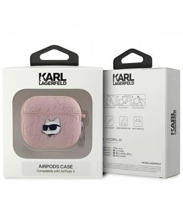 Karl Lagerfeld Monogram Choupette Head case for AirPods 3 - pink