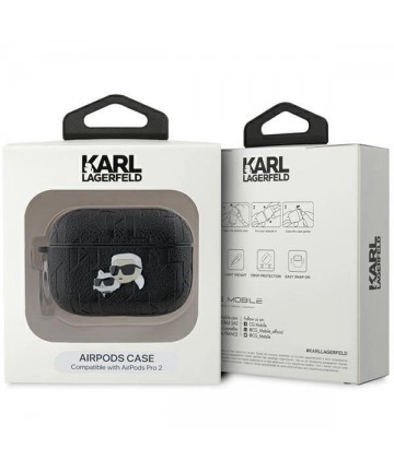 Karl Lagerfeld Monogram Karl & Choupette Head Case for AirPods Pro 2 - Black