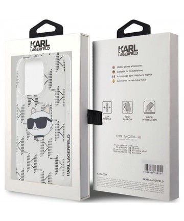 Karl Lagerfeld IML Choupette Head & Monogram case for iPhone 15 Pro - transparent