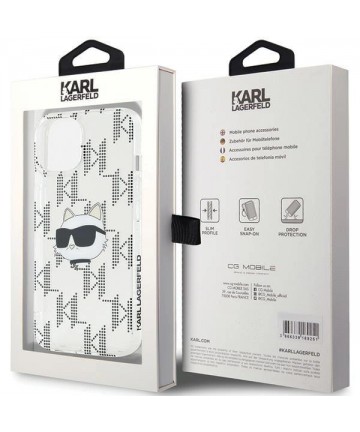 Karl Lagerfeld IML Choupette Head & Monogram case for iPhone 15 / 14 / 13 - transparent