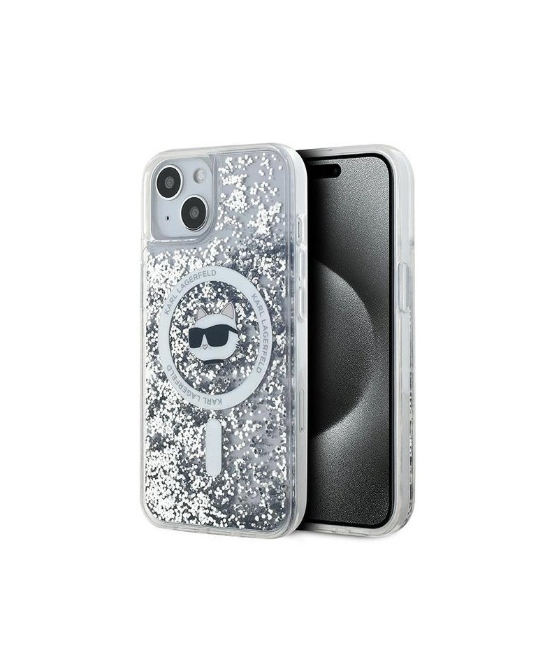 Karl Lagerfeld Liquid Glitter Choupette Head MagSafe case for iPhone 13 - transparent