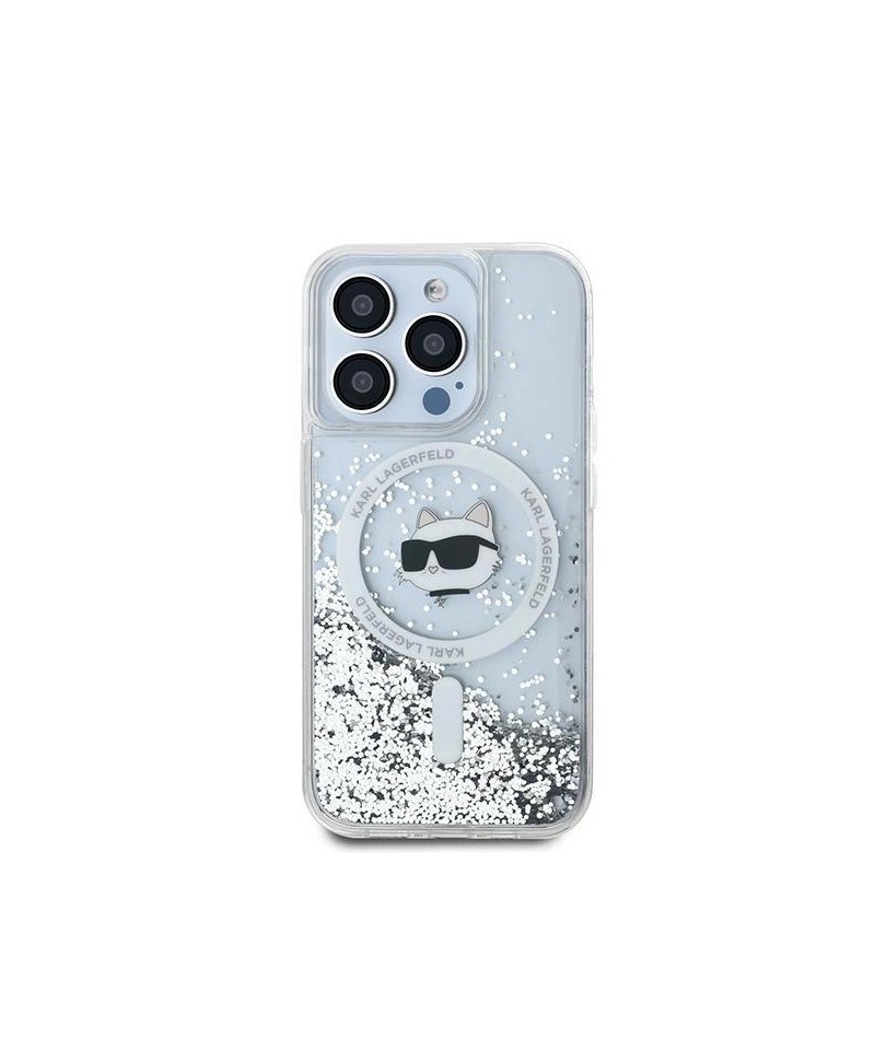 Karl Lagerfeld Liquid Glitter Choupette Head MagSafe case for iPhone 13 Pro Max - transparent
