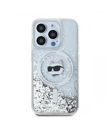 Karl Lagerfeld Liquid Glitter Choupette Head MagSafe case for iPhone 14 Pro - transparent