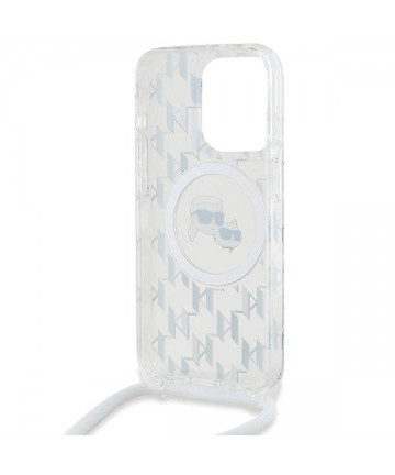 Karl Lagerfeld IML Crossbody Monogram Karl & Choupette Head MagSafe Case for iPhone 15 Pro - Transparent