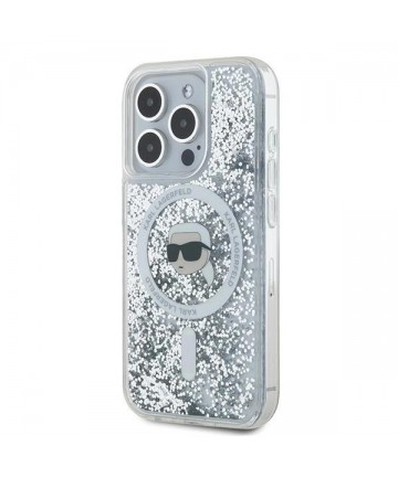 Karl Lagerfeld Liquid Glitter Karl Head MagSafe case for iPhone 15 Pro - transparent