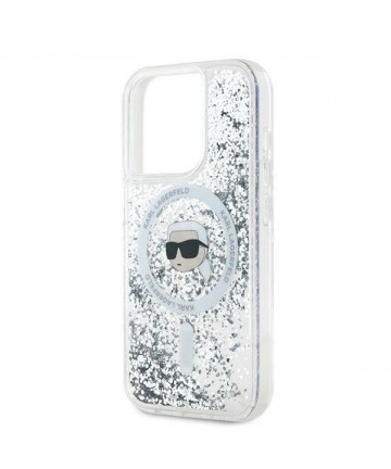 Karl Lagerfeld Liquid Glitter Karl Head MagSafe case for iPhone 15 Pro - transparent