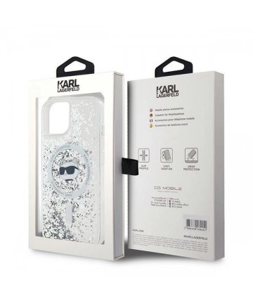 Karl Lagerfeld Liquid Glitter Choupette Head MagSafe Case for iPhone 15 Plus / 14 Plus - Transparent