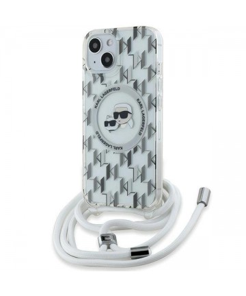 Karl Lagerfeld IML Crossbody Monogram Karl & Choupette Head MagSafe Case for iPhone 15 / 14 / 13 - Transparent
