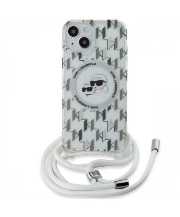 Karl Lagerfeld IML Crossbody Monogram Karl & Choupette Head MagSafe Case for iPhone 15 / 14 / 13 - Transparent