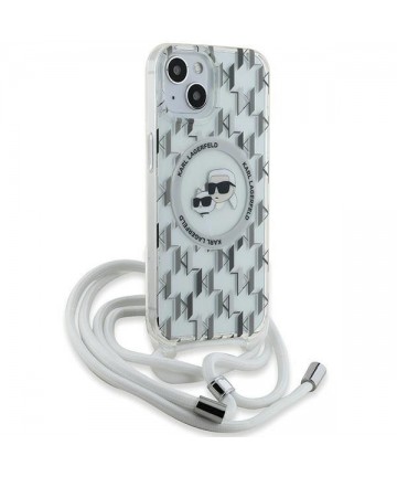 Karl Lagerfeld IML Crossbody Monogram Karl & Choupette Head MagSafe Case for iPhone 15 / 14 / 13 - Transparent