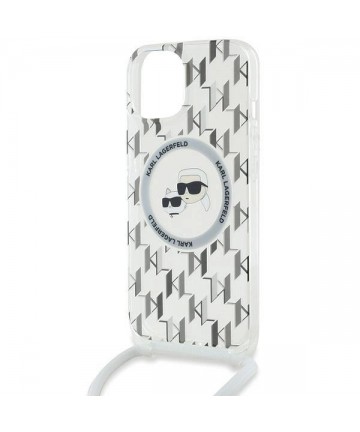 Karl Lagerfeld IML Crossbody Monogram Karl & Choupette Head MagSafe Case for iPhone 15 / 14 / 13 - Transparent