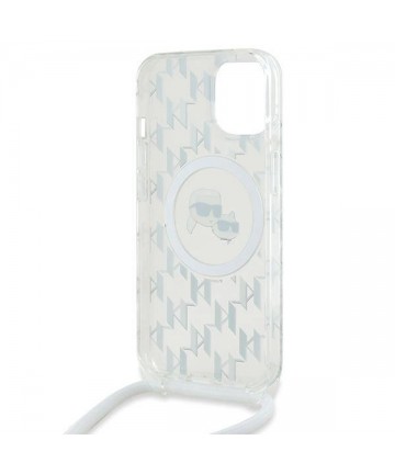 Karl Lagerfeld IML Crossbody Monogram Karl & Choupette Head MagSafe Case for iPhone 15 / 14 / 13 - Transparent