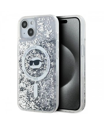 Karl Lagerfeld Liquid Glitter Choupette Head MagSafe case for iPhone 15 / 14 / 13 - transparent