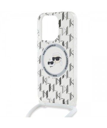 Karl Lagerfeld IML Crossbody Monogram Karl & Choupette Head MagSafe Case for iPhone 15 Pro Max - Transparent