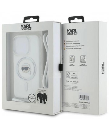 Karl Lagerfeld Crossbody IML Karl Head MagSafe case for iPhone 15 Pro Max - transparent