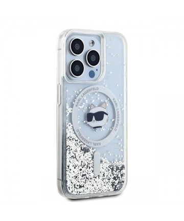 Karl Lagerfeld Liquid Glitter Choupette Head MagSafe case for iPhone 15 Pro Max - transparent