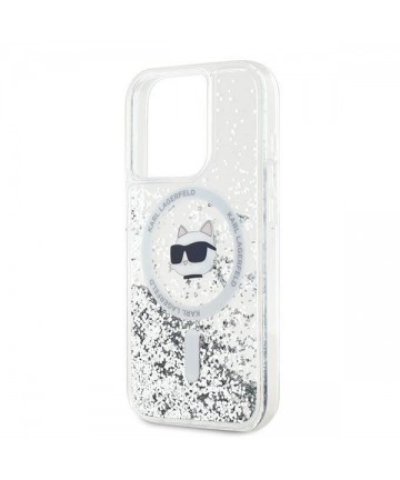 Karl Lagerfeld Liquid Glitter Choupette Head MagSafe case for iPhone 15 Pro Max - transparent