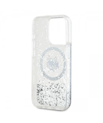 Karl Lagerfeld Liquid Glitter Choupette Head MagSafe case for iPhone 15 Pro Max - transparent