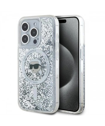Karl Lagerfeld Liquid Glitter Karl Head MagSafe case for iPhone 15 Pro Max - transparent