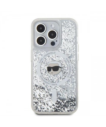 Karl Lagerfeld Liquid Glitter Karl Head MagSafe case for iPhone 15 Pro Max - transparent