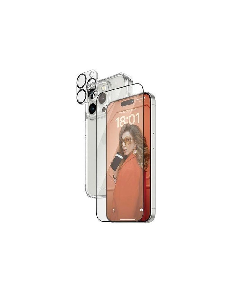 PanzerGlass Bundle 3in1 set transparent case + foil + camera cover for iPhone 15 Pro Max