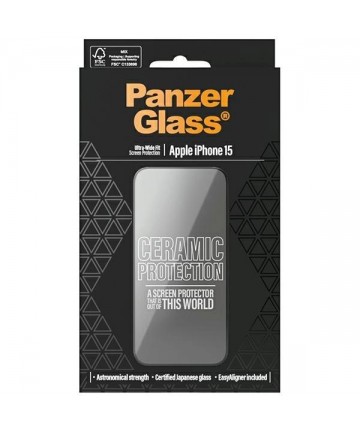 PanzerGlass Ceramic Protection ceramic glass for iPhone 15 with positioner