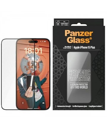 PanzerGlass Ceramic Protection ceramic glass for iPhone 15 Plus with positioner