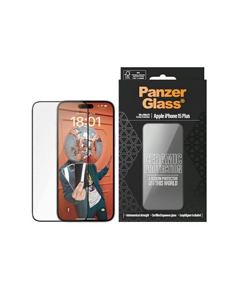 PanzerGlass Ceramic Protection ceramic glass for iPhone 15 Plus with positioner