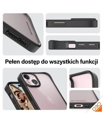 Military Grade Certified PanzerGlass ClearCase iPhone 15 Case - Transparent & Black
