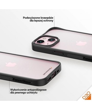 Military Grade Certified PanzerGlass ClearCase iPhone 15 Case - Transparent & Black
