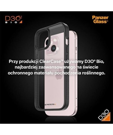 Military Grade Certified PanzerGlass ClearCase iPhone 15 Case - Transparent & Black