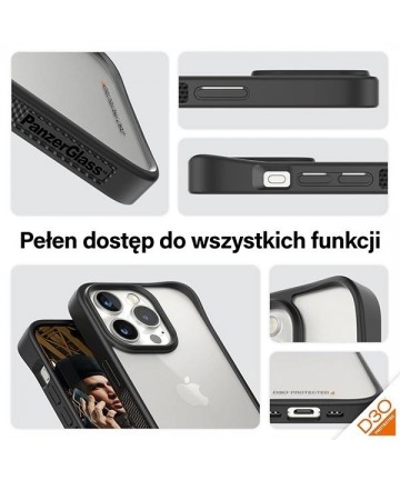 Military Grade Certified PanzerGlass ClearCase iPhone 15 Pro Case - Transparent & Black