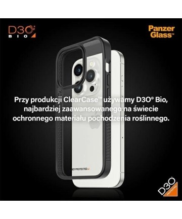 Military Grade Certified PanzerGlass ClearCase iPhone 15 Pro Case - Transparent & Black