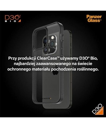 PanzerGlass ClearCase Case for iPhone 15 Pro Max with Military Grade Certification - Transparent and Black