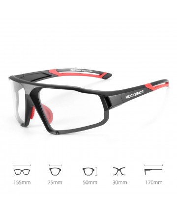 Rockbros SP216BK photochromic UV400 cycling glasses - black and red