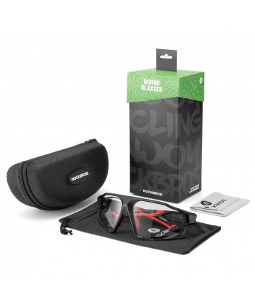 Rockbros SP216BK photochromic UV400 cycling glasses - black and red