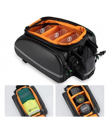 Rockbros A6-6 bicycle bag for trunk, 35 l, with fold-out pockets - black