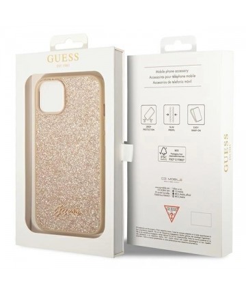 Guess GUHCP14SHGGSHD iPhone 14 6.1" gold/gold hard case Glitter Script