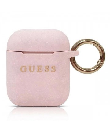 Guess GUACCSILGLLP AirPods cover light pink / pink Silicone Glitter