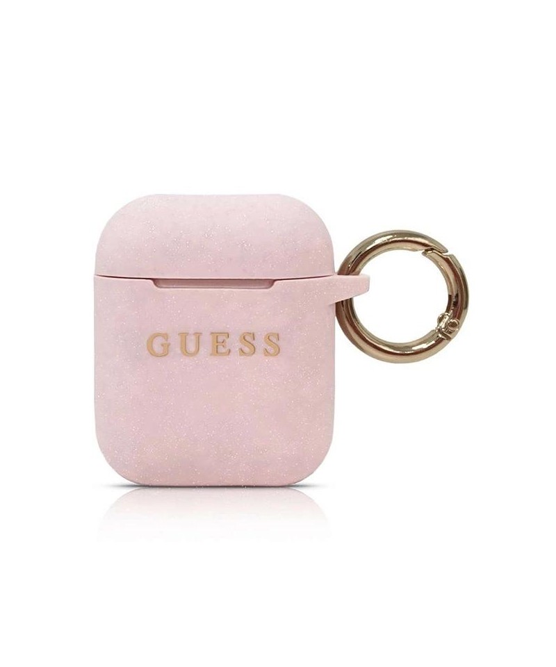 Guess GUACCSILGLLP AirPods cover light pink / pink Silicone Glitter