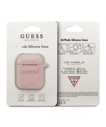 Guess GUACCSILGLLP AirPods cover light pink / pink Silicone Glitter