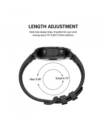 Tech-Protect Smooth Strap for Garmin Fenix 3 / 5X / 3HR / 5X Plus / 6X / 6X Pro / 7X - Black