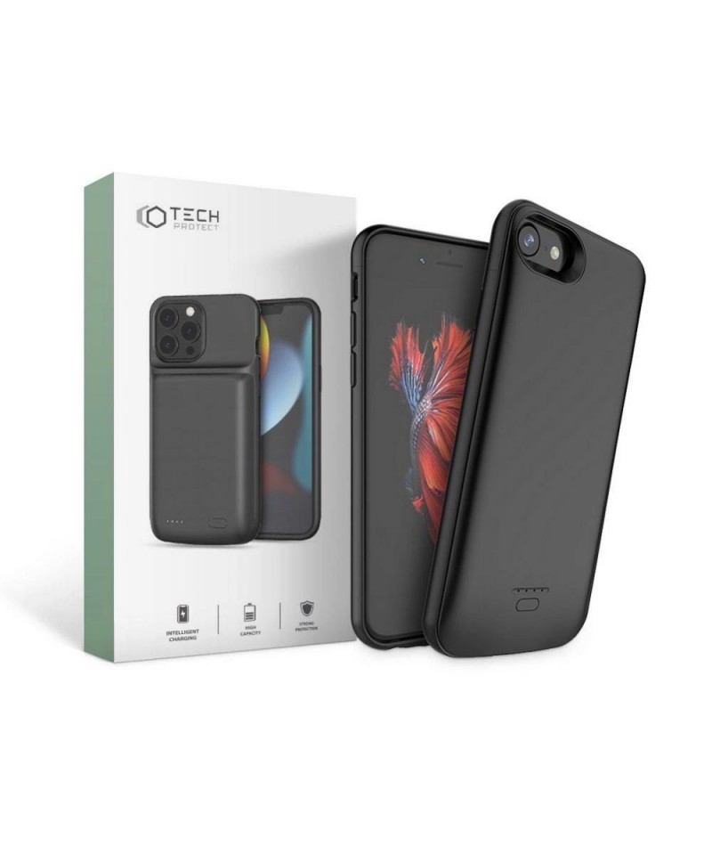 Tech-Protect Battery Pack Case for iPhone 6 / 6S / 7 / 8 / SE 2020 / 2022 with 3200mAh Powerbank - Black