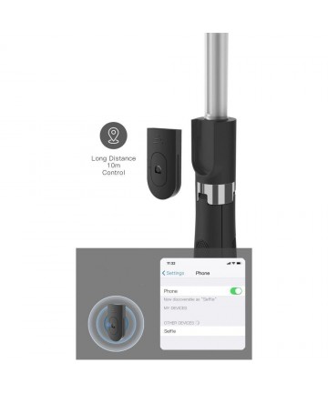 Tech-Protect L01S Bluetooth Selfie Stick with Tripod up to 70cm - Black