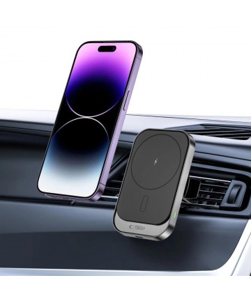 Tech-Protect CW19 MagSafe magnetic car holder with 15W inductive charger for air vent - black