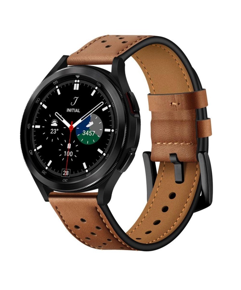Tech-Protect Leather Strap for Samsung Galaxy Watch 4 / 5 / 5 Pro / 6 / 7 / FE - Brown