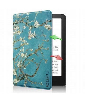 Tech-Protect SmartCase for Kindle Paperwhite V / 5 / Signature Edition - Blue with Sakura Flowers